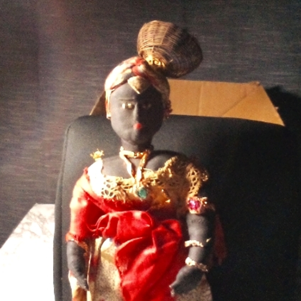 Antique Handmade Brazilian Bahia Cloth Folk Art Doll in Original Attire